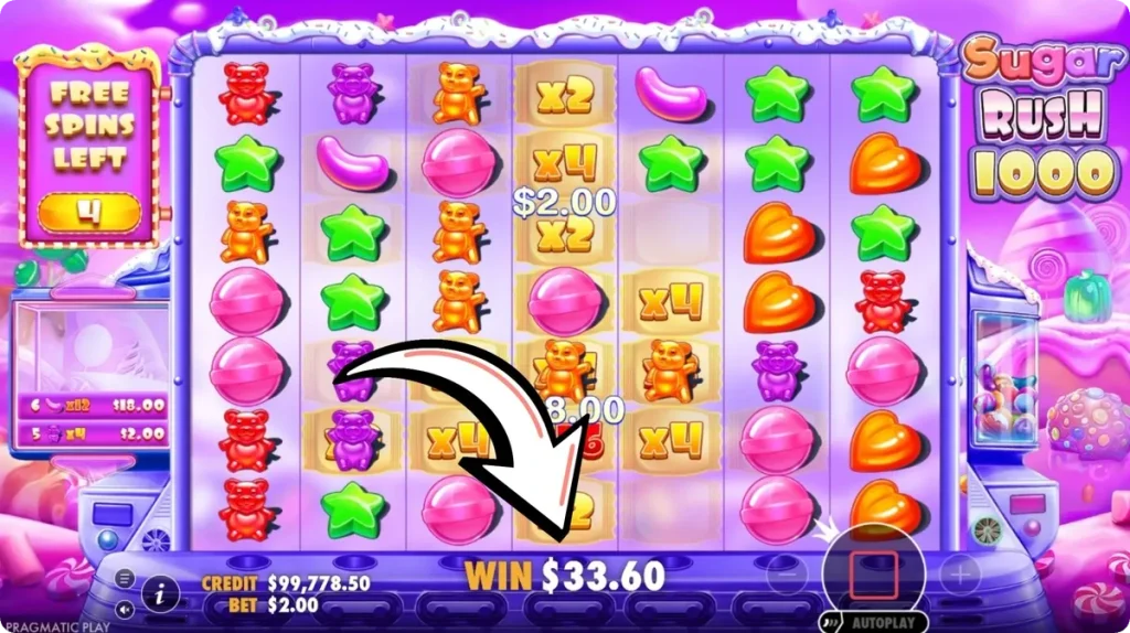 Wygrana w Sugar Rush 1000 zaliczona po zakończeniu kaskady i darmowych spinów